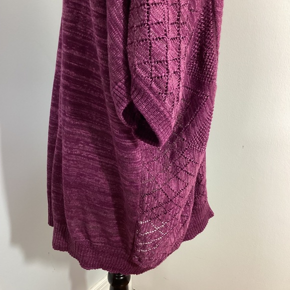 NWT DRESS BARN WOMAN 1X MELANGE PLUM CROCHET SWEATER VEST V-NECK PULLOVER - Picture 6 of 11